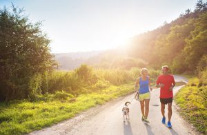 Senior couple running